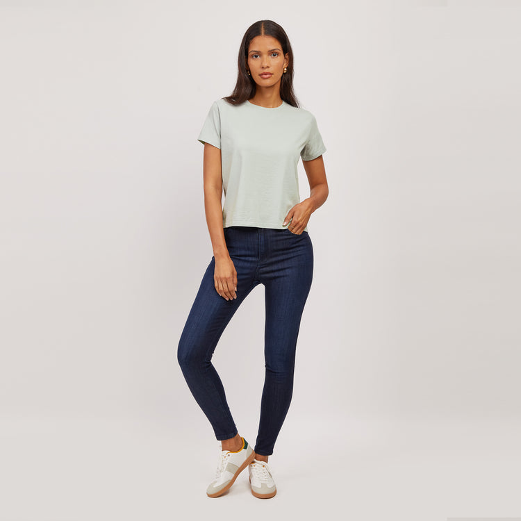 Women wearing Honeydew Everyday Cotton Crew Tee