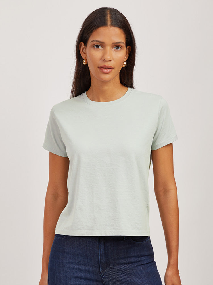 Women wearing Honeydew Everyday Cotton Crew Tee