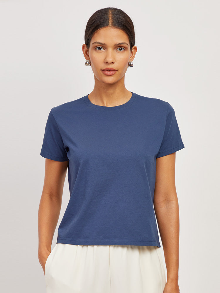 Women wearing Venice Blue Everyday Cotton Crew Tee