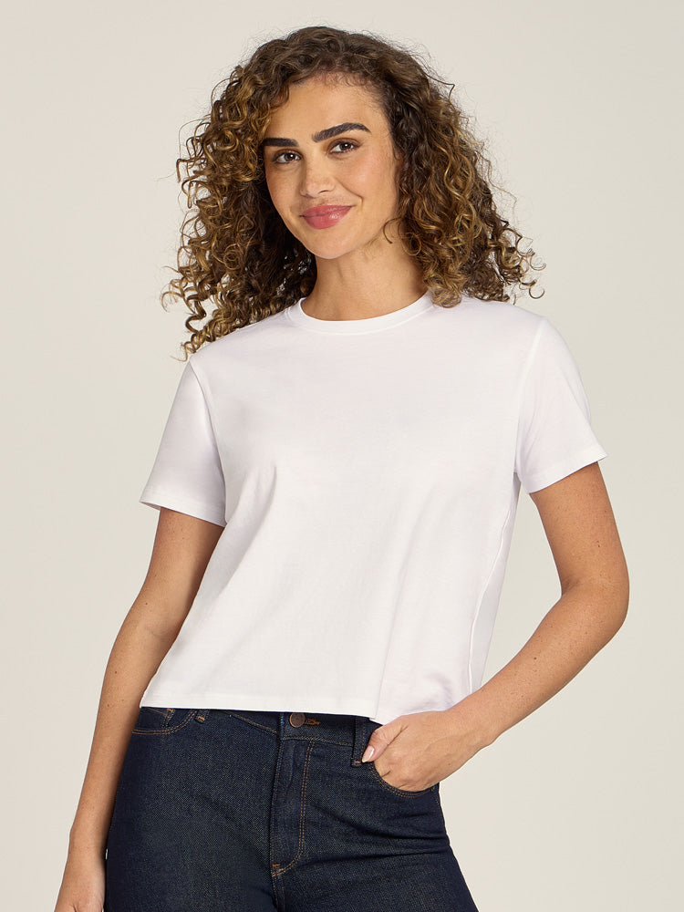 Women wearing White Everyday Cotton Crew Tee