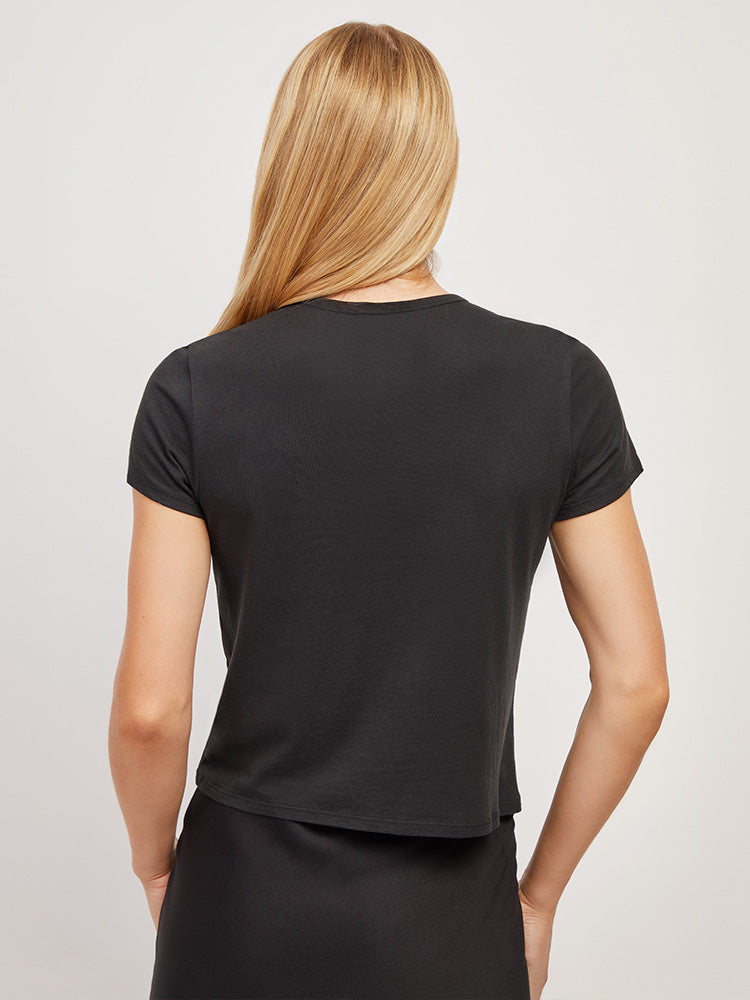 Women wearing Negro Cropped Fitted Crew Marcy Tee