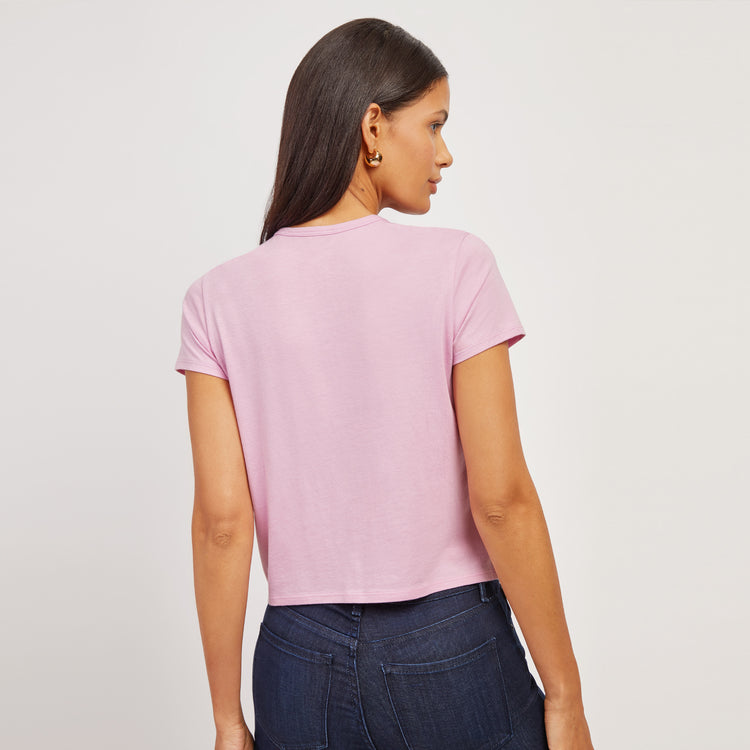 Women wearing Rosado Cropped Fitted Crew Marcy Tee
