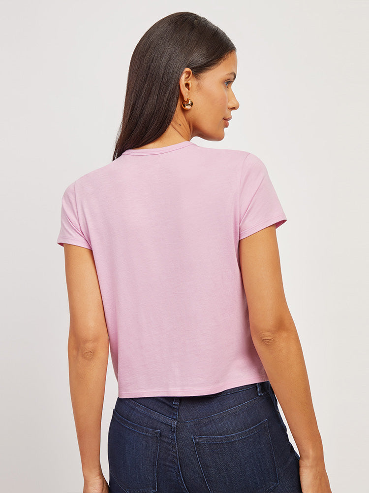 Women wearing Rosado Cropped Fitted Crew Marcy Tee
