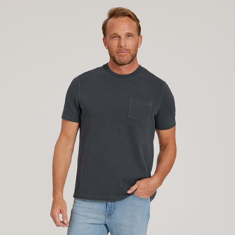 Men wearing Vintage Blue Ink Heritage Weighted Tee