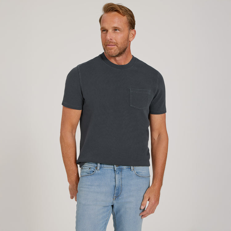Men wearing Vintage Blue Ink Heritage Weighted Tee