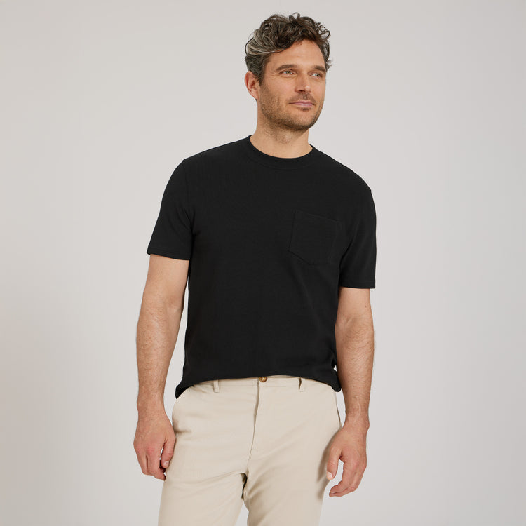 Men wearing Vintage Black Heritage Weighted Tee