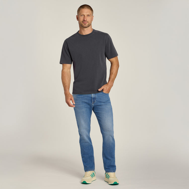 Men wearing Vintage Gray Cotton Jersey Oversized Tee