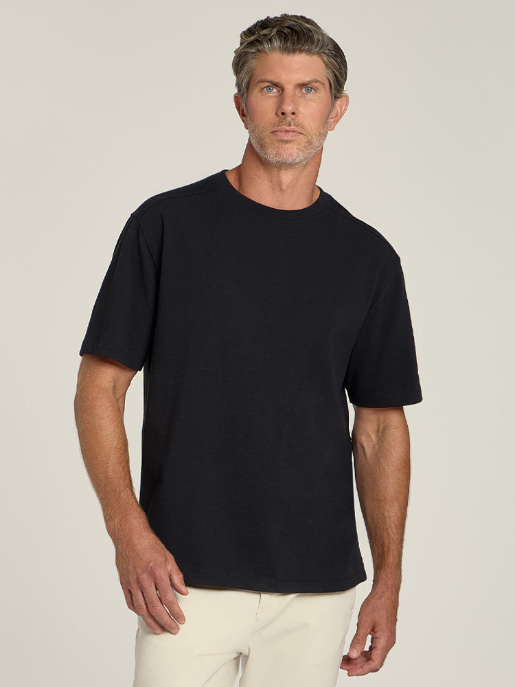 Men wearing Vintage Black Cotton Jersey Oversized Tee