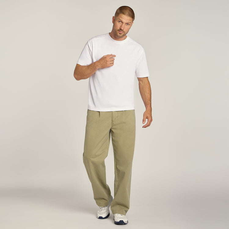 Men wearing White Cotton Jersey Oversized Tee