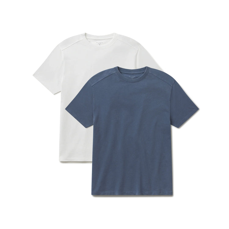 Men wearing White/Vintage Slate Cotton Jersey Oversized Tee 2-Pack