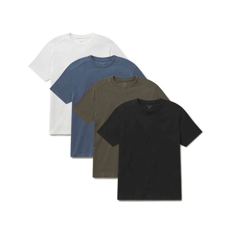 Men wearing White/Vintage Slate/Vintage Dark Moss/Vintage Black Cotton Jersey Oversized Tee 4-Pack
