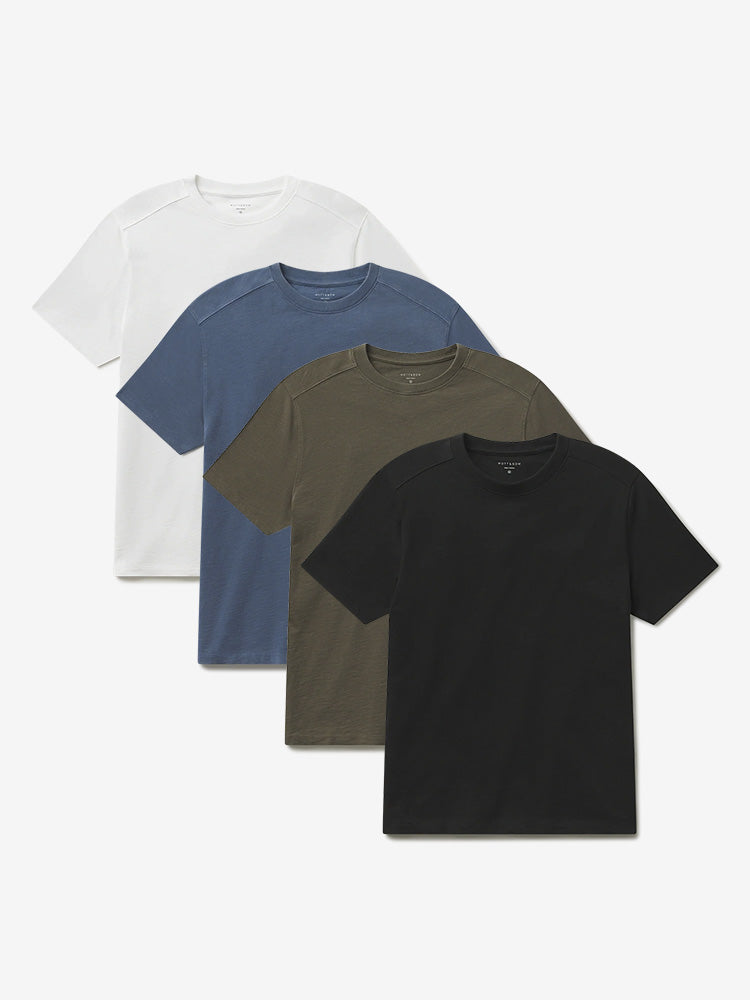 Men wearing White/Vintage Slate/Vintage Dark Moss/Vintage Black Cotton Jersey Oversized Tee 4-Pack