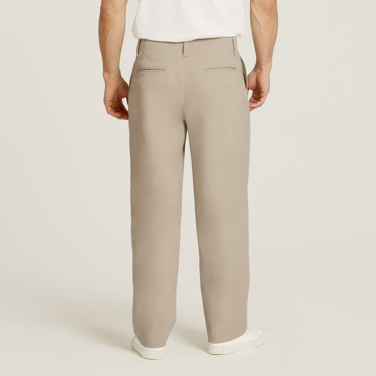 Men wearing Ecru Wide Leg Chino Pants