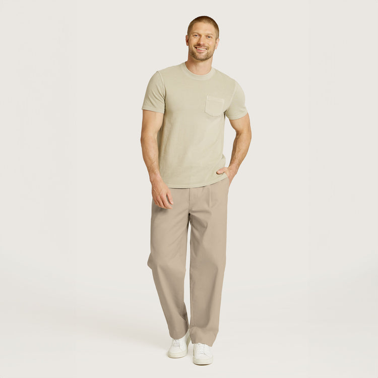 Men wearing Ecru Wide Leg Chino Pants