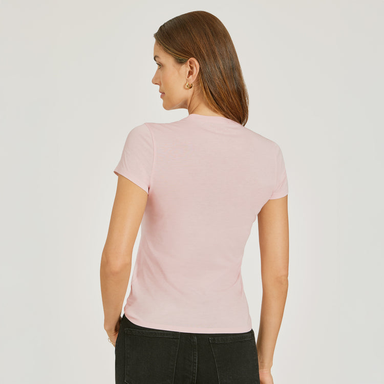 Women wearing Champagne Fitted Crew Marcy Tee