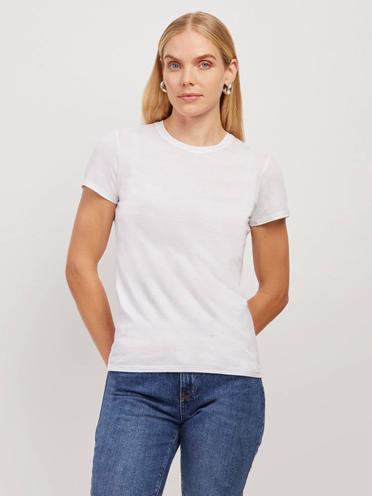Women wearing Blanco Fitted Crew Marcy Tee