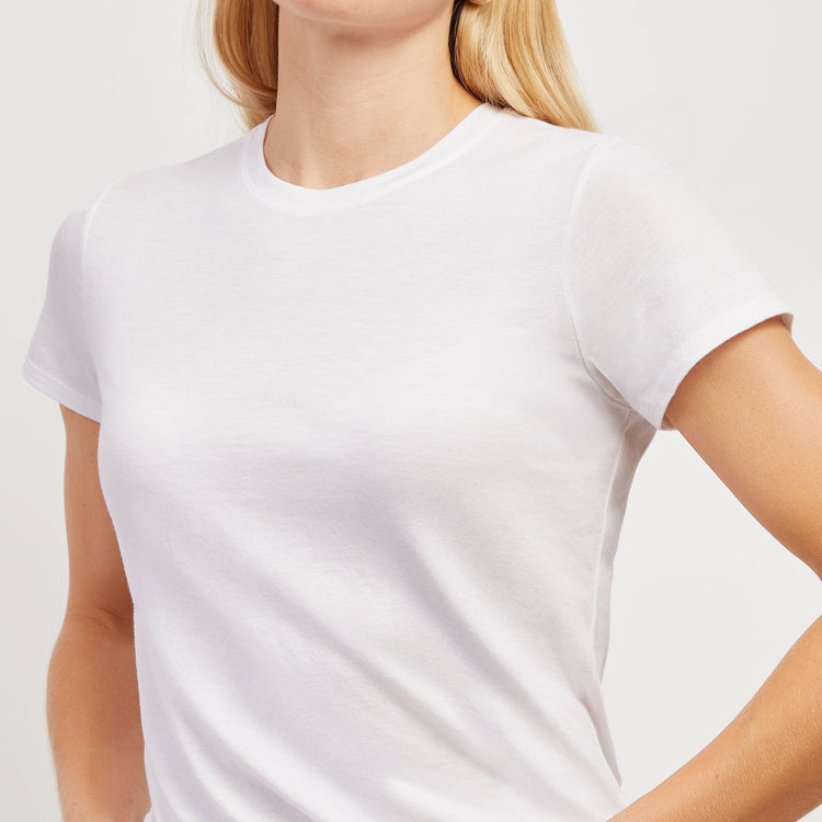 Women wearing Blanco Fitted Crew Marcy Tee