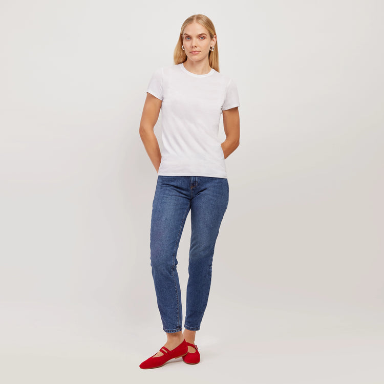 Women wearing Blanco Fitted Crew Marcy Tee