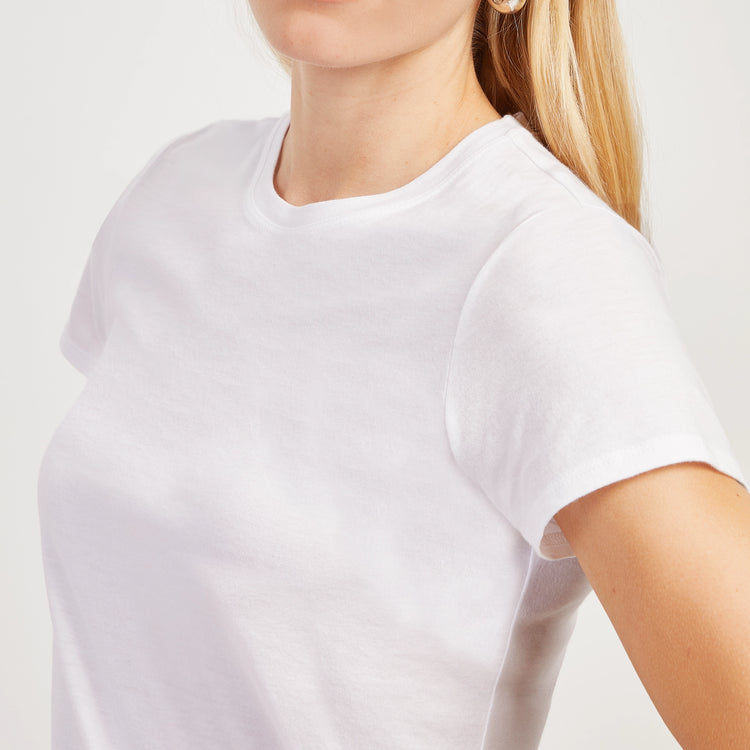 Women wearing Blanco Fitted Crew Marcy Tee