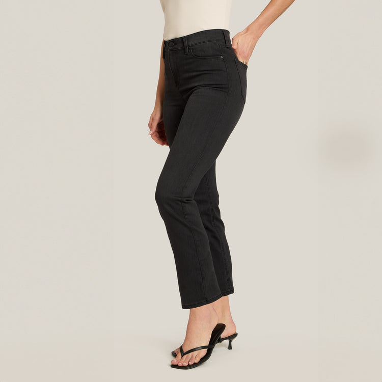 Women wearing Dark Gray High Rise Miniboot Ankle Orchard Jeans