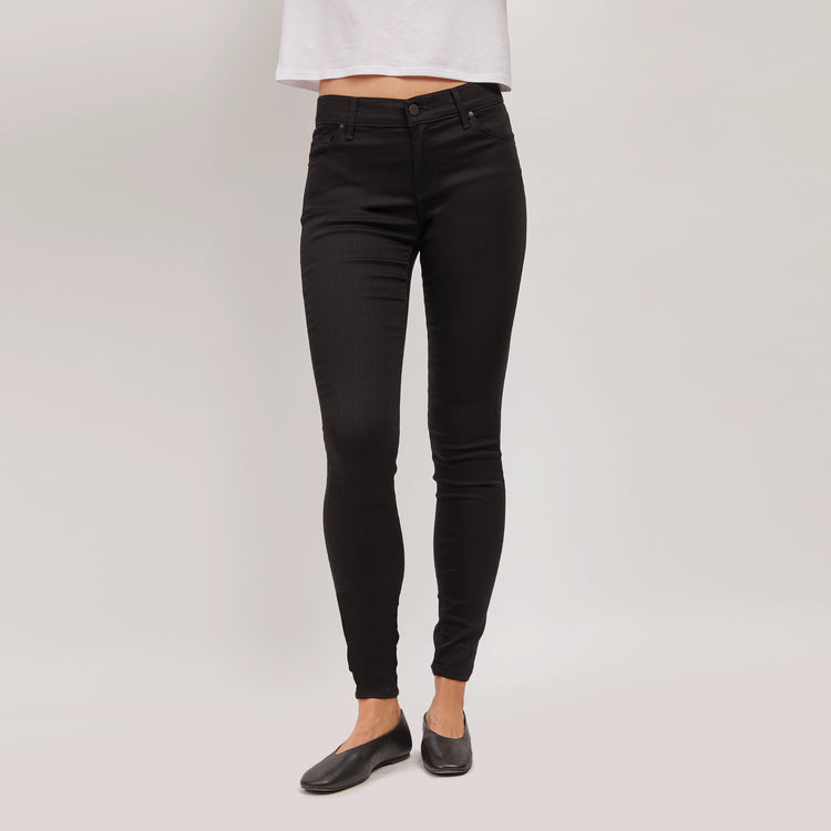 Women wearing Black High Rise Skinny Bond Jeans