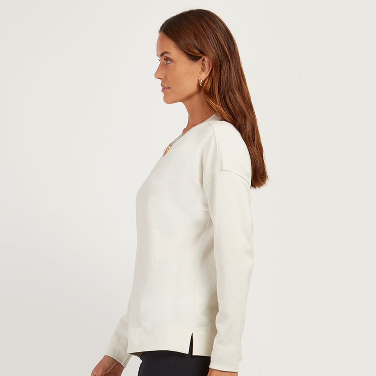 Women wearing Vintage White Cotton Jersey Oversized Long Sleeve Tee