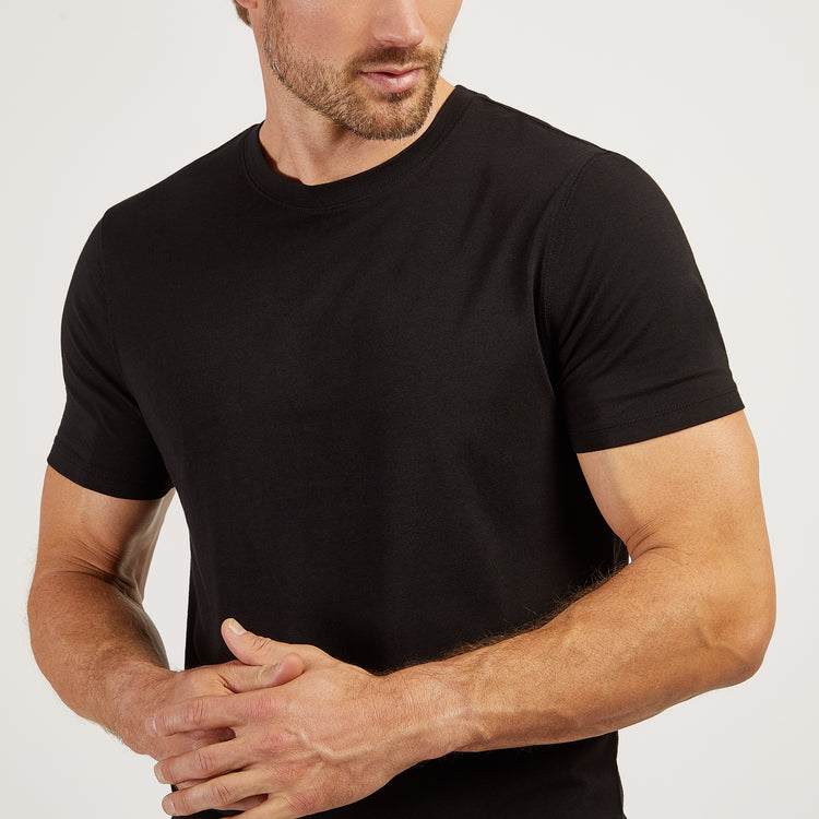Men wearing Black Luxe Stretch Tee