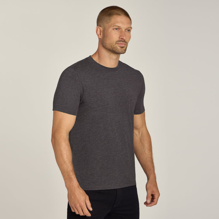 Men wearing Charcoal Heather Luxe Stretch Tee