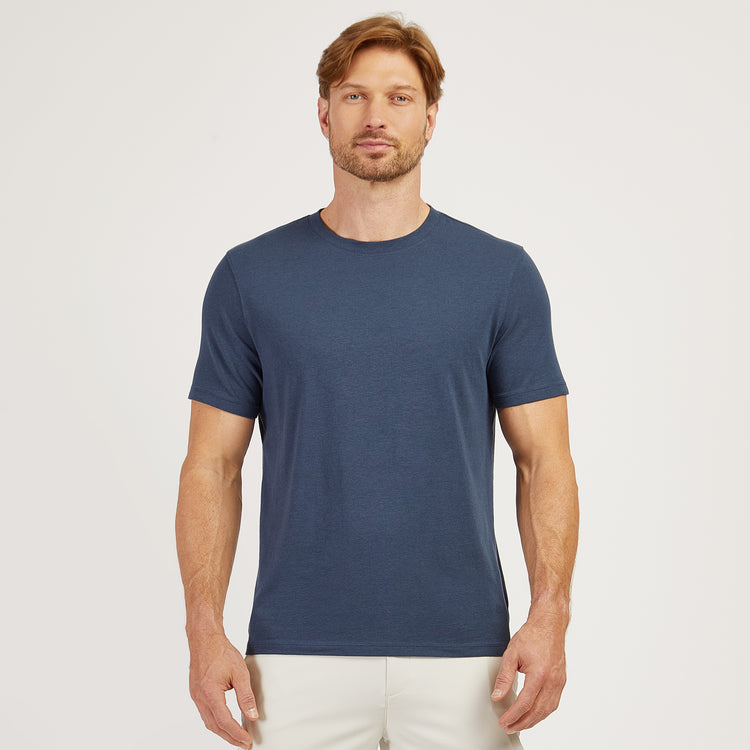 Men wearing Graphite Blue Luxe Stretch Tee