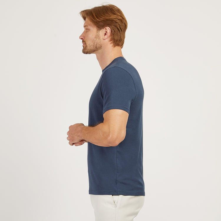 Men wearing Graphite Blue Luxe Stretch Tee