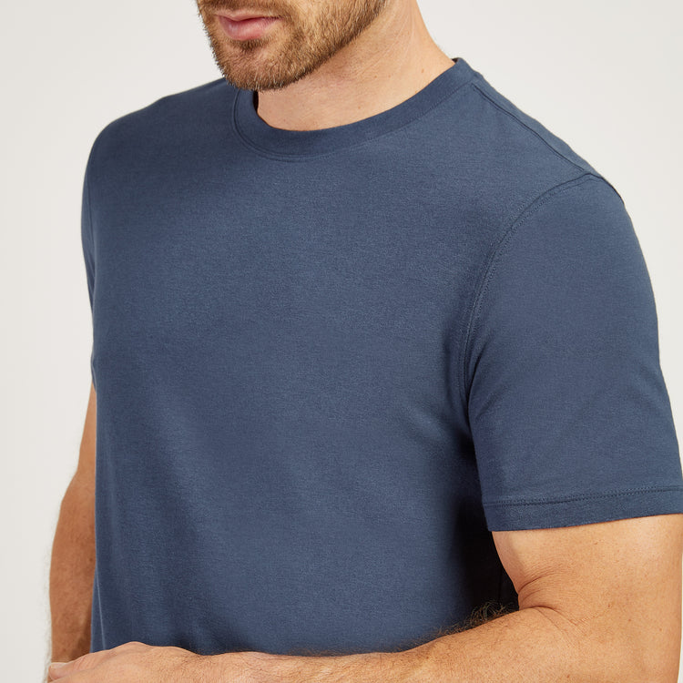 Men wearing Graphite Blue Luxe Stretch Tee