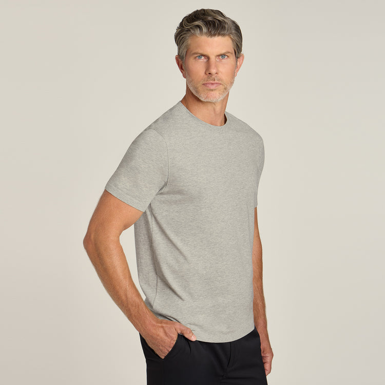 Men wearing Heather Gray Luxe Stretch Tee