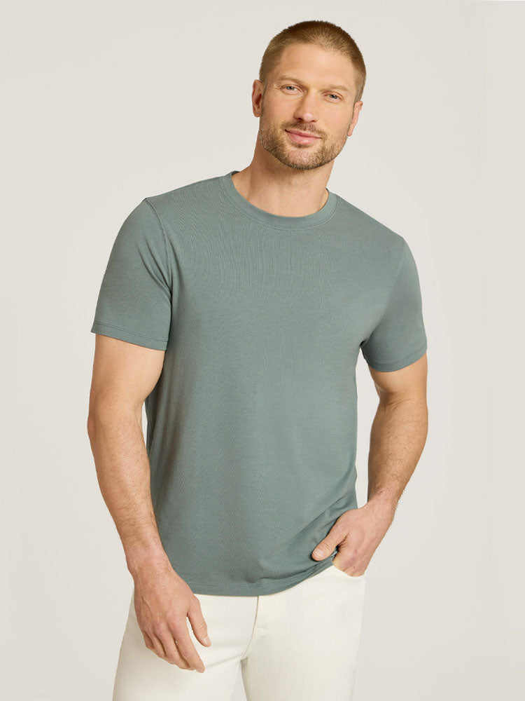 Men wearing Sea Grass Luxe Stretch Tee