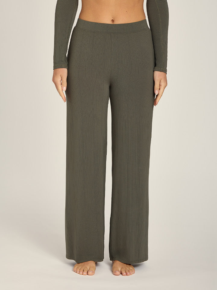 Women wearing Evergreen Lounge Wide Leg Pants