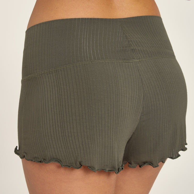 Women wearing Evergreen Lounge Wide Waistband Shorts