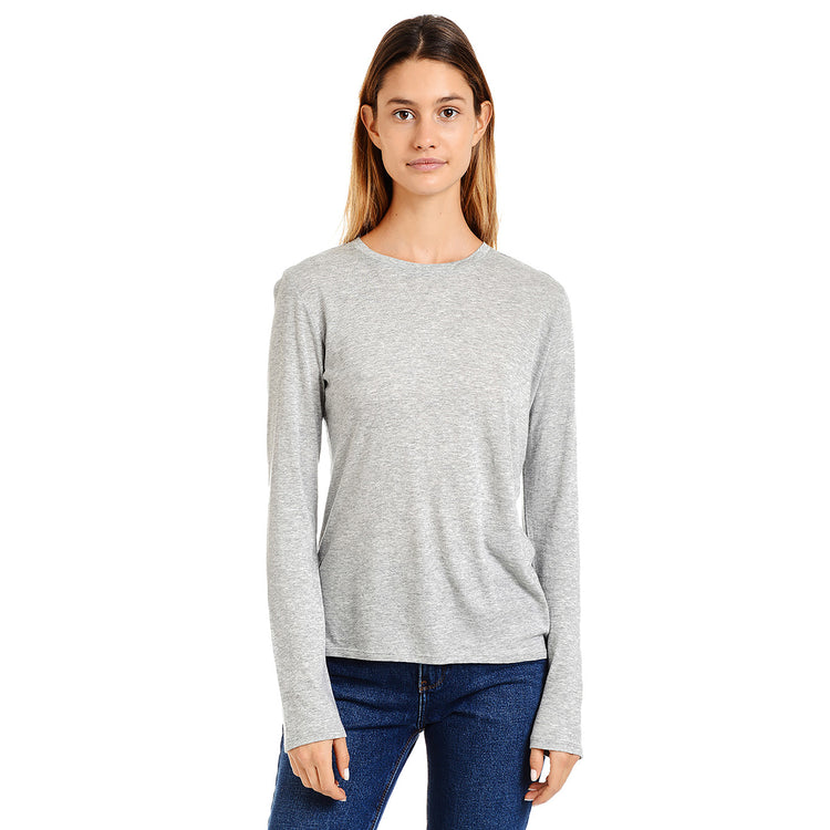 Women wearing Noir/Gris chiné/Blanc Long Sleeve Crew Tee Marcy 3-Pack