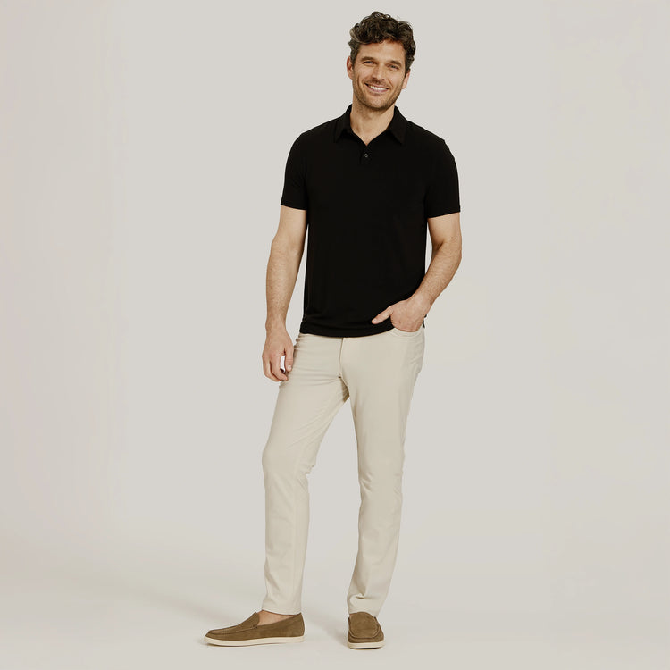 Men wearing Black Luxe Performance Polo