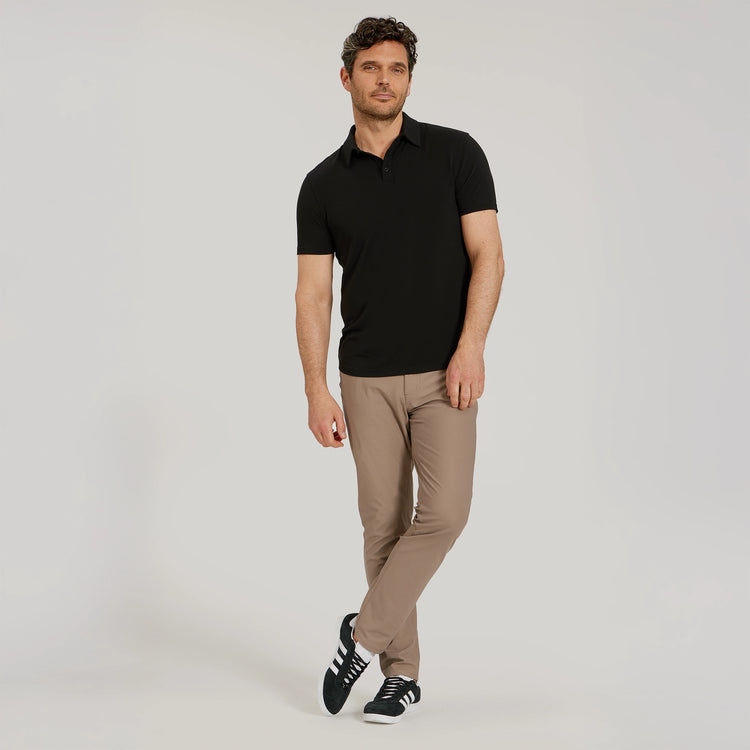Men wearing Black Luxe Performance Polo