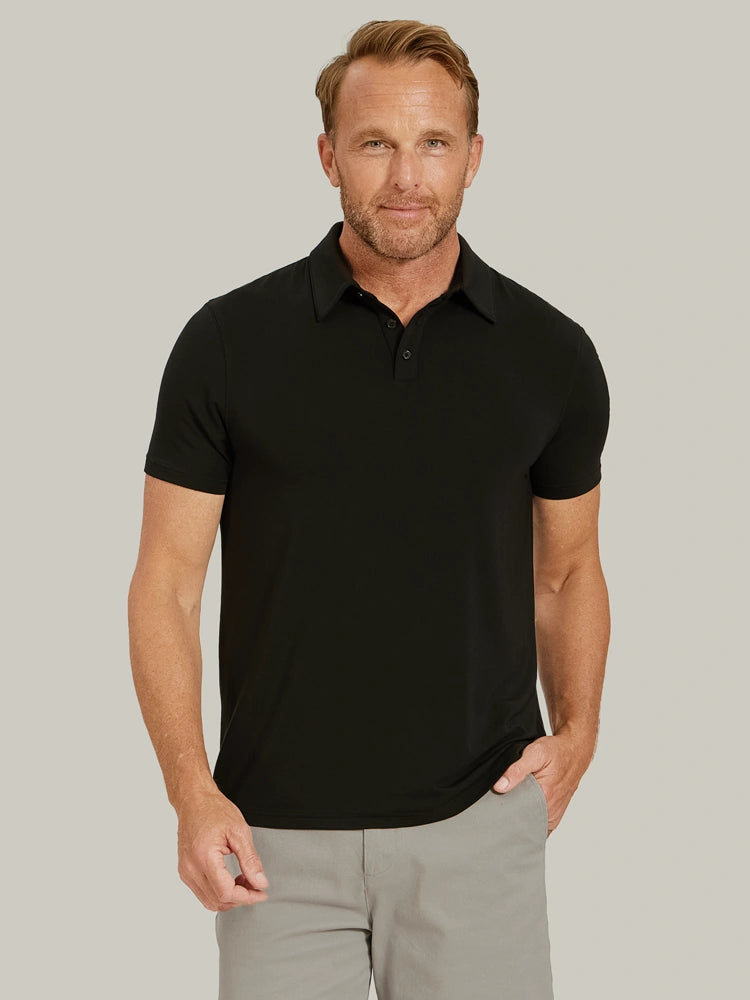 Men wearing Black Luxe Performance Polo
