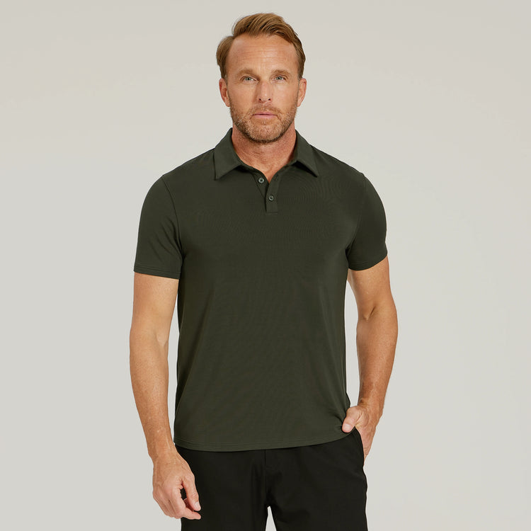 Men wearing Forest Green Luxe Performance Polo