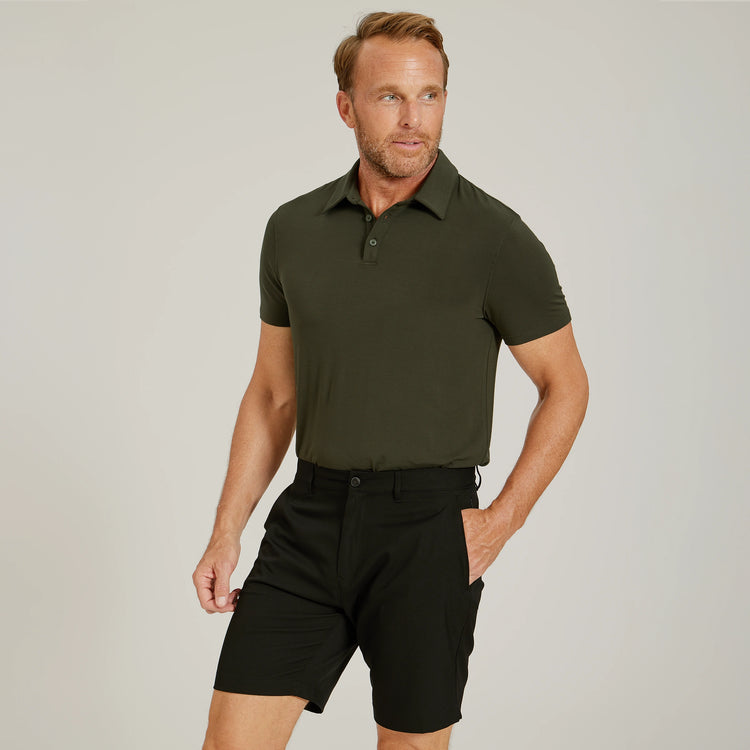 Men wearing Forest Green Luxe Performance Polo