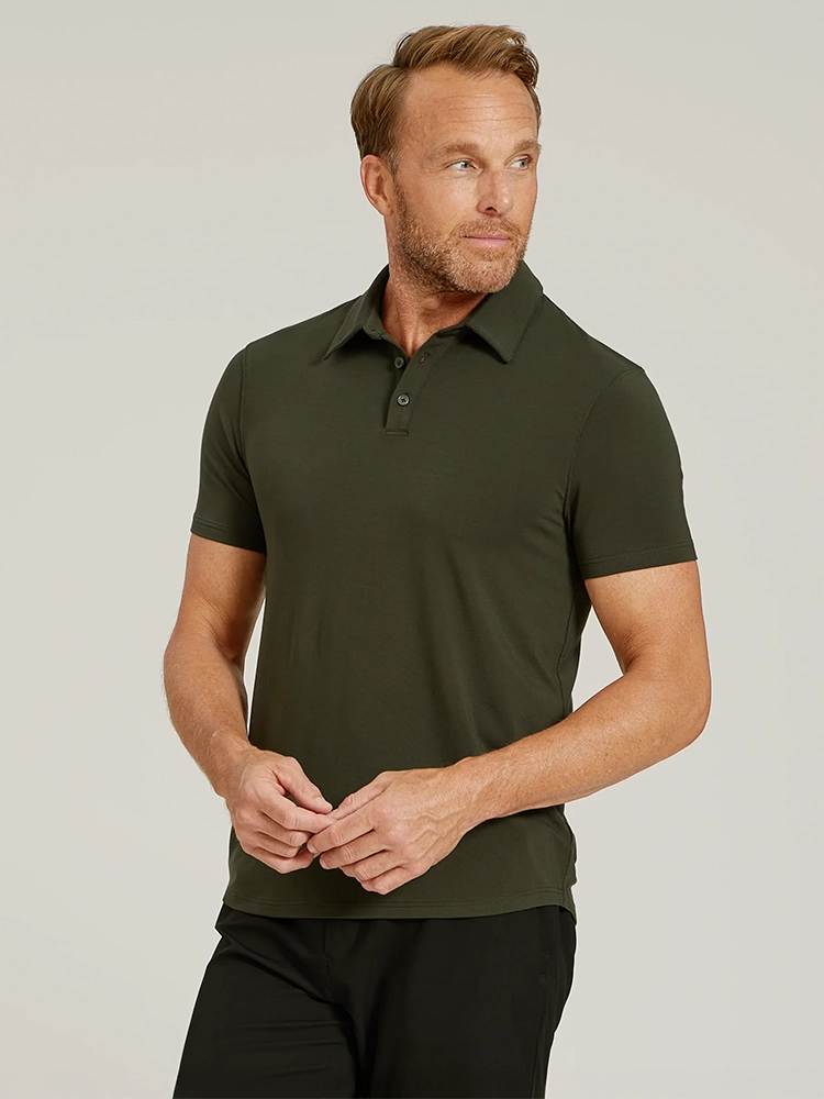 Men wearing Forest Green Luxe Performance Polo