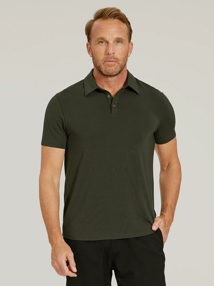 Men wearing Black Luxe Performance Polo