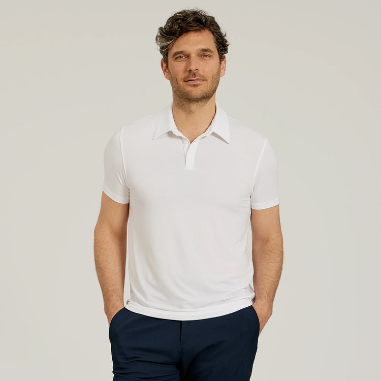 Men wearing White Luxe Performance Polo