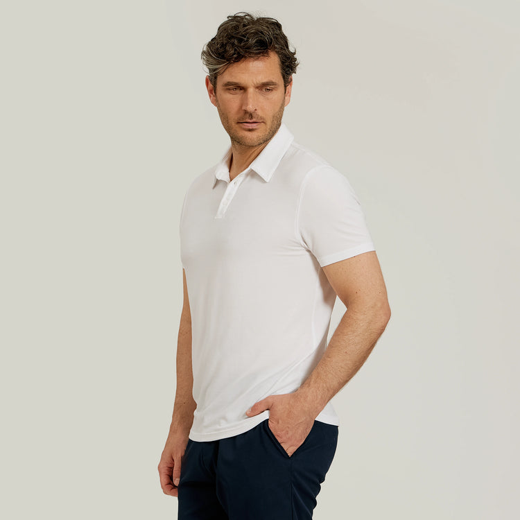Men wearing White Luxe Performance Polo