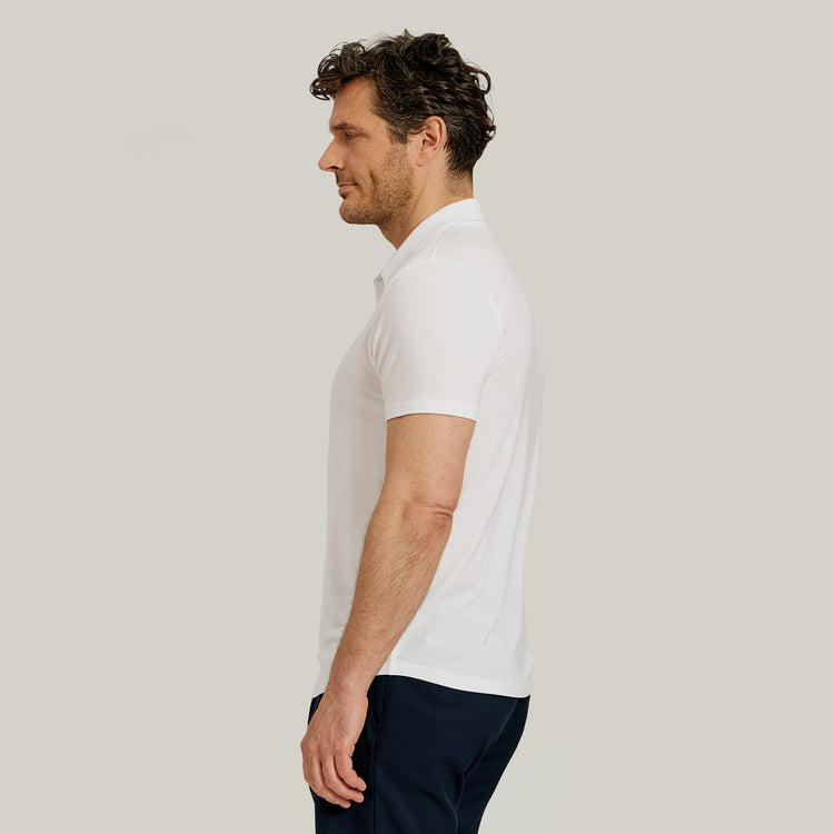 Men wearing White Luxe Performance Polo