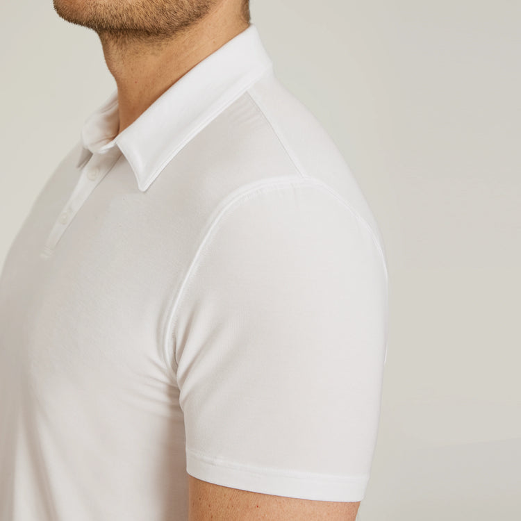 Men wearing White Luxe Performance Polo