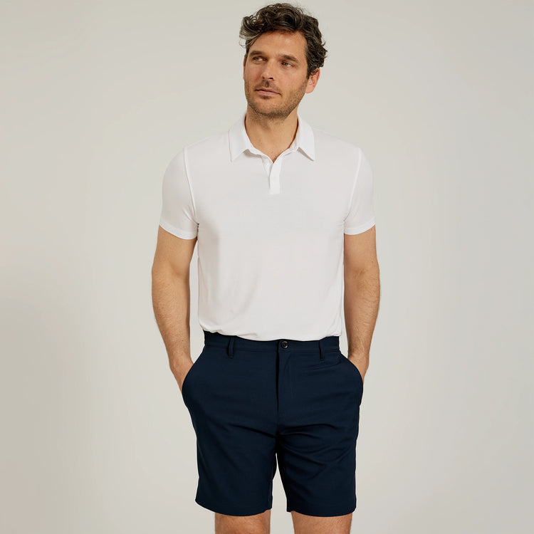 Men wearing White Luxe Performance Polo