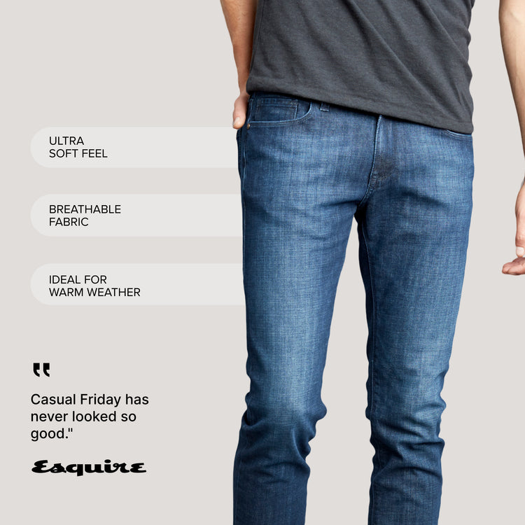 Men wearing Bleu Médium Slim Mosco Jeans