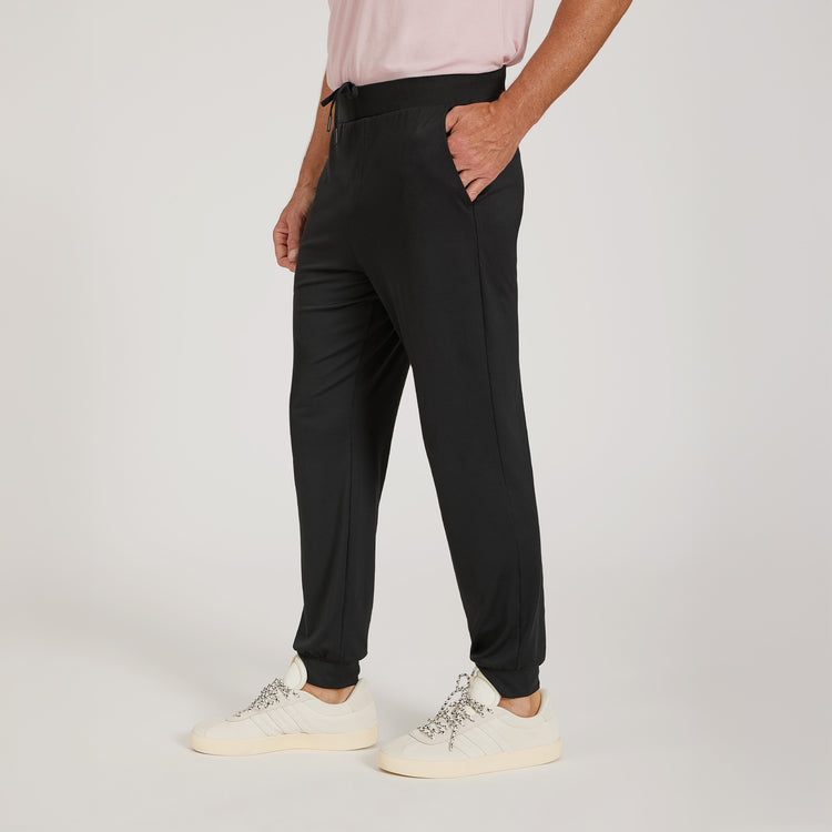 Men wearing Black Performance Stretch Jogger